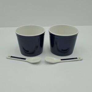 Crofton Cobalt Blue Condiment Bowls & Spoons Navy Blue Dip Sauce Bowls